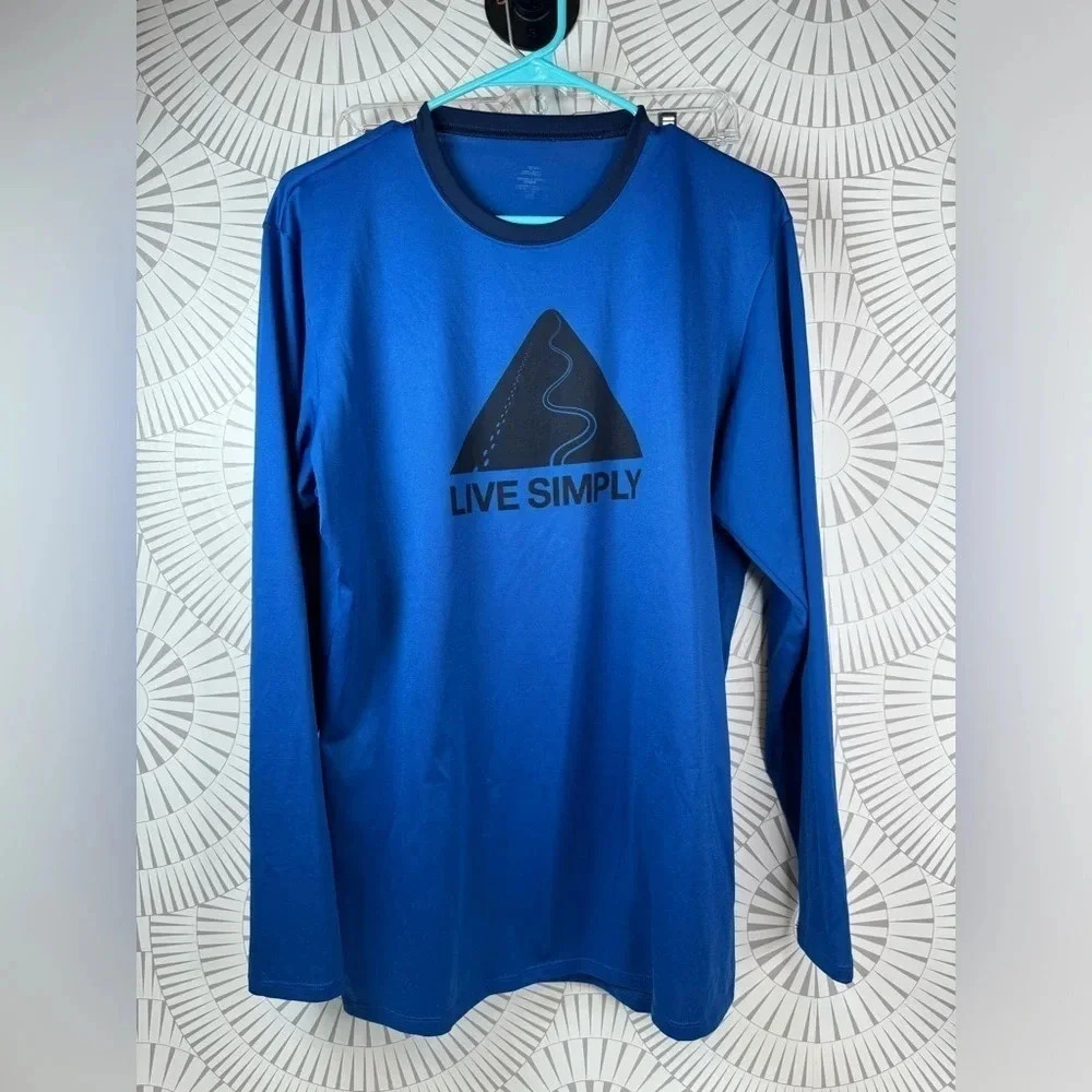 Patagonia Men's L Blue Graphic Long Sleeve Active Pullover Shirt "Live‎ Simply"